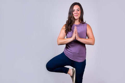 yoga in plant dyed clothing